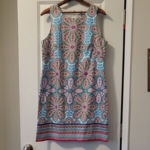 London Style Blue and Pink Patterned Mini Dress